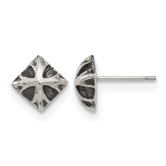 Stainless Steel Antiqued and Polished Post Earrings