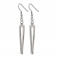 Chisel Stainless Steel Polished Twisted Rectangle Dangle Shepherd Hook Earrings view 2