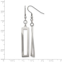 Chisel Stainless Steel Polished Twisted Rectangle Dangle Shepherd Hook Earrings view 4