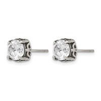 Chisel Stainless Steel Antiqued and Polished CZ Post Earrings view 2