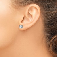 Chisel Stainless Steel Antiqued and Polished CZ Post Earrings view 3