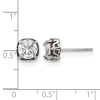 Chisel Stainless Steel Antiqued and Polished CZ Post Earrings view 4