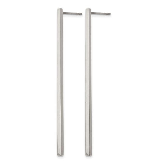 Chisel Stainless Steel Polished Long Bar Post Dangle Earrings