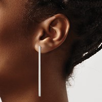 Chisel Stainless Steel Polished Long Bar Post Dangle Earrings view 3