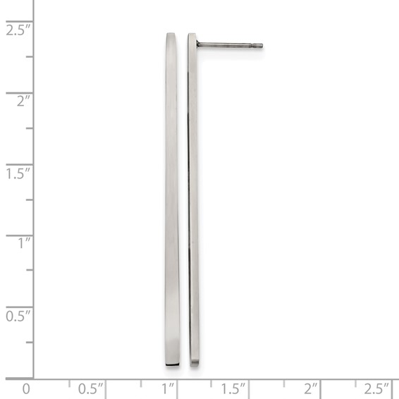 Chisel Stainless Steel Polished Long Bar Post Dangle Earrings