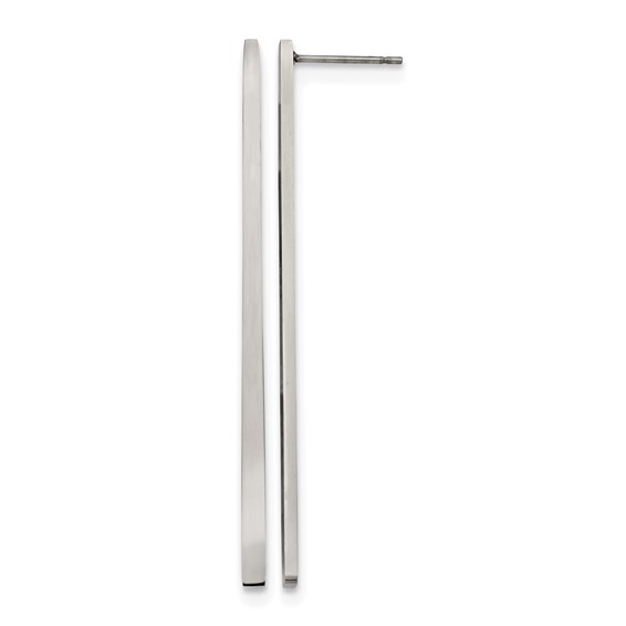 Chisel Stainless Steel Polished Long Bar Post Dangle Earrings