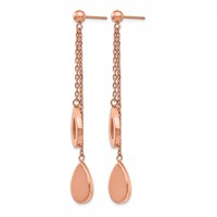 Stainless Steel Polished Rose IP-plated Post Dangle Earrings view 2