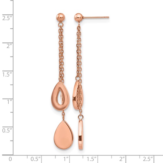 Stainless Steel Polished Rose IP-plated Post Dangle Earrings
