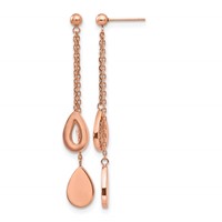 Stainless Steel Polished Rose IP-plated Post Dangle Earrings view 1