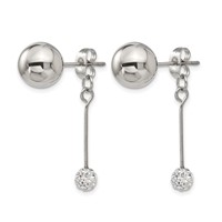 Stainless Steel Polished with Preciosa Crystal Front Back Post Dangle view 2
