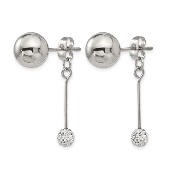 Stainless Steel Polished w/Preciosa Crystal Front/Back Post Dangle
