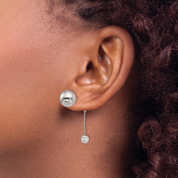 Stainless Steel Polished w/Preciosa Crystal Front/Back Post Dangle