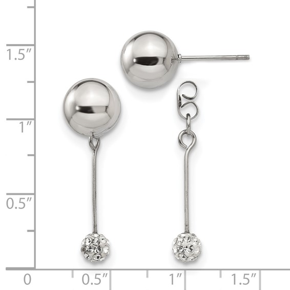 Stainless Steel Polished w/Preciosa Crystal Front/Back Post Dangle