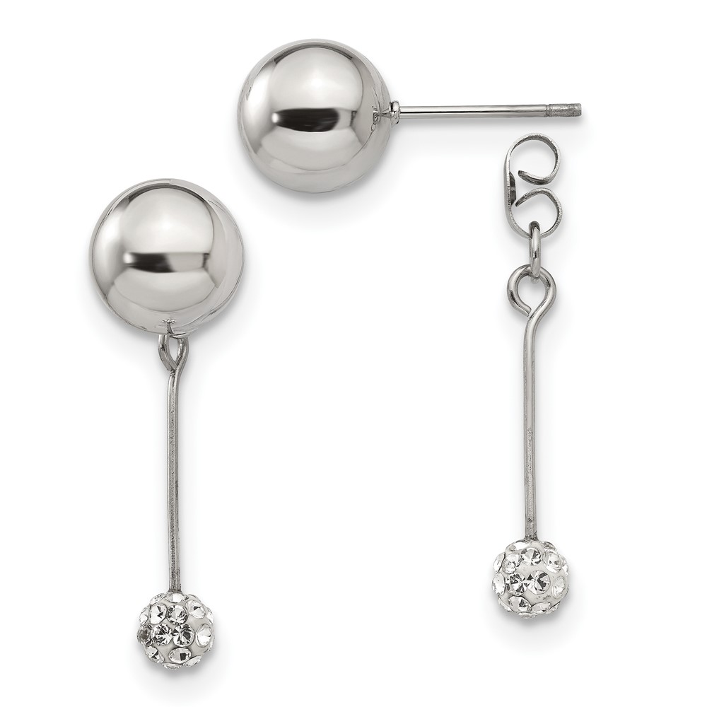 Stainless Steel Polished w/Preciosa Crystal Front/Back Post Dangle