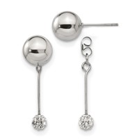 Stainless Steel Polished with Preciosa Crystal Front Back Post Dangle view 1