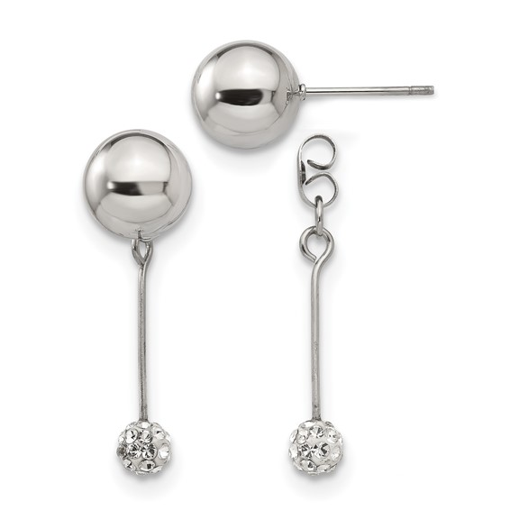 Stainless Steel Polished w/Preciosa Crystal Front/Back Post Dangle