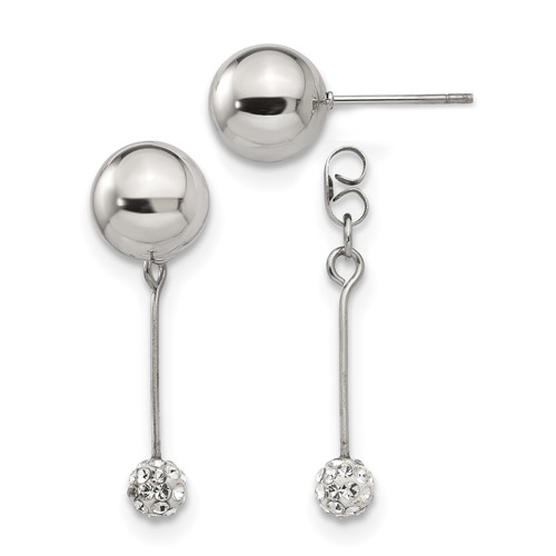 Stainless Steel Polished with Preciosa Crystal Front Back Post Dangle