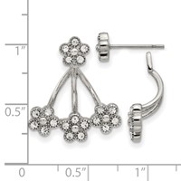 Stainless Steel Polished W Preciosa Crystal Post W Jacket Earrings view 4