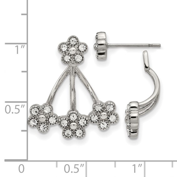 Stainless Steel Polished w/Preciosa Crystal Post w/Jacket Earrings