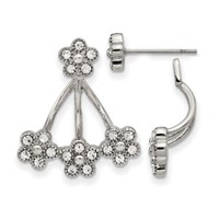 Stainless Steel Polished W Preciosa Crystal Post W Jacket Earrings view 1