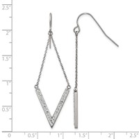 Chisel Stainless Steel Polished Earrings with Preciosa Crystal V-shape Dangle Shepherd Hook view 4