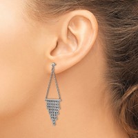 Stainless Steel Polished CZ Dangle Post Earrings view 3