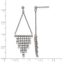 Stainless Steel Polished CZ Dangle Post Earrings view 4