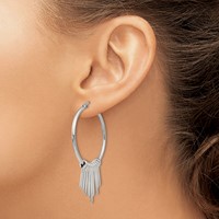 Chisel Stainless Steel Polished Earrings with Bar Dangles Hoop view 3