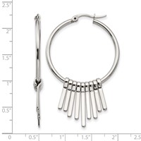 Chisel Stainless Steel Polished Earrings with Bar Dangles Hoop view 4