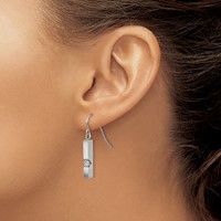 Chisel Stainless Steel Brushed and Polished with CZ Bar Dangle Shepherd Hook Earrings view 3