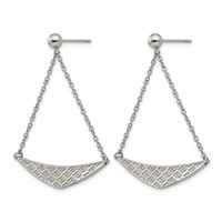 Stainless Steel Polished Post Dangle Earrings view 2