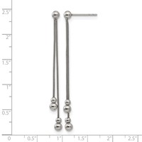 Stainless Steel Polished Beaded Snake Chain Post Dangle Earrings view 4