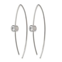 Chisel Stainless Steel Polished CZ Threader Earrings view 2