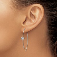 Chisel Stainless Steel Polished CZ Threader Earrings view 3