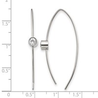Chisel Stainless Steel Polished CZ Threader Earrings view 4