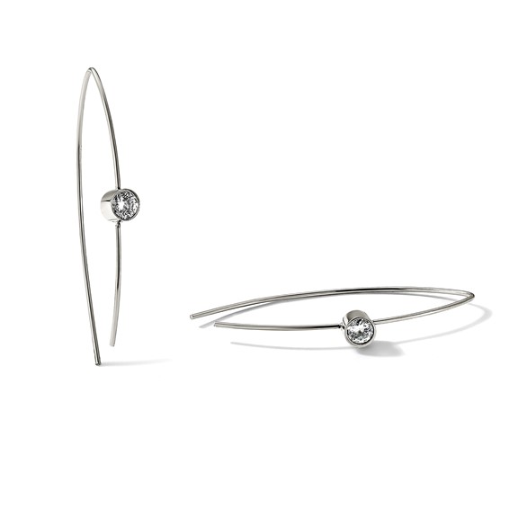 Chisel Stainless Steel Polished CZ Threader Earrings