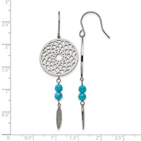 Stainless Steel Polished Earrings with Imit.Turquoise Dreamcatcher Dangle view 4