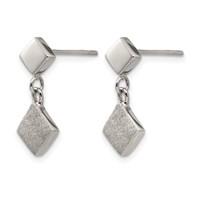 Chisel Stainless Steel Polished Laser-cut Post Dangle Earrings view 2