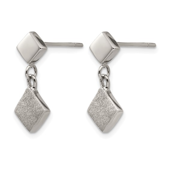 Chisel Stainless Steel Polished Laser-cut Post Dangle Earrings