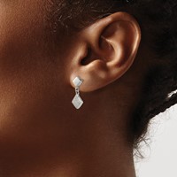 Chisel Stainless Steel Polished Laser-cut Post Dangle Earrings view 3