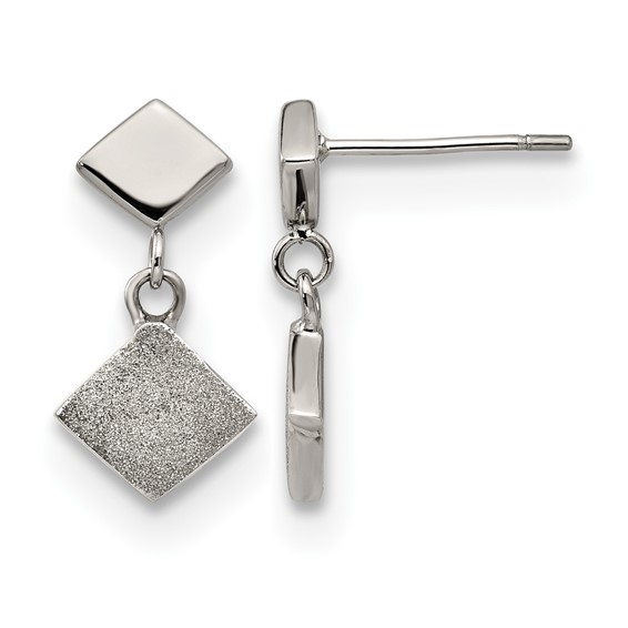 Chisel Stainless Steel Polished Laser-cut Post Dangle Earrings