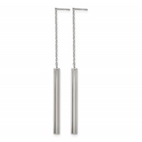 Stainless Steel Polished Bar Post Dangle Earrings view 2