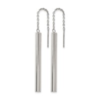 Stainless Steel Polished Bar Post Dangle Earrings view 3