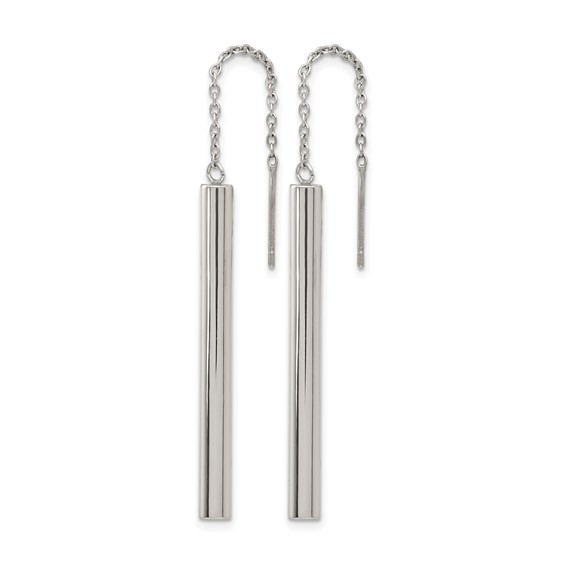 Stainless Steel Polished Bar Post Dangle Earrings