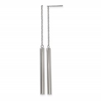 Stainless Steel Polished Bar Post Dangle Earrings view 1