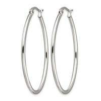 Chisel Stainless Steel Polished 30mm Diameter 2mm Oval Hoop Earrings view 3