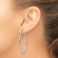 Chisel Stainless Steel Polished 30mm Diameter 2mm Oval Hoop Earrings view 4