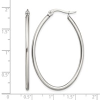 Chisel Stainless Steel Polished 30mm Diameter 2mm Oval Hoop Earrings view 5
