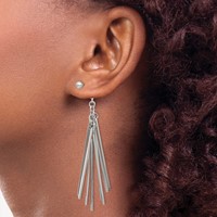 Chisel Stainless Steel Polished Multi Bar Front and Back Post Dangle Earrings view 3