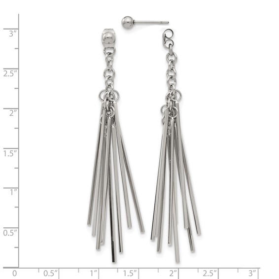 Chisel Stainless Steel Polished Multi Bar Front and Back Post Dangle Earrings